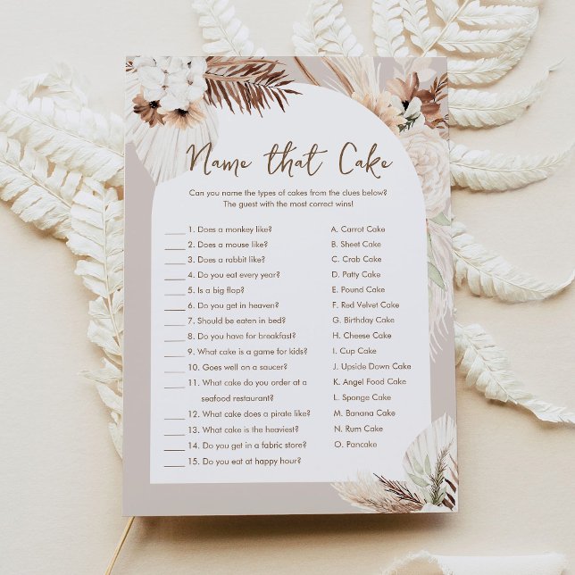 SIERRA Boho Name That Cake Bridal Shower Game Card (Creator Uploaded)