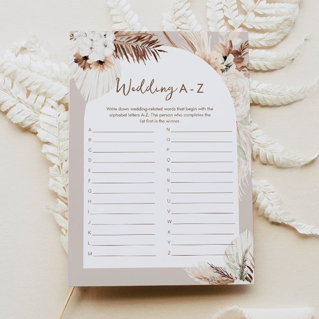SIERRA Boho Wedding A-Z Bridal Shower Game Card (Creator Uploaded)