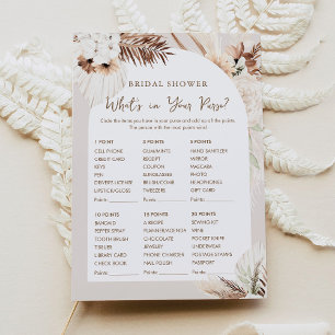 SIERRA Boho What's In Your Purse Shower Game Card