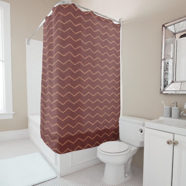  Sierra Dusk Chevron Shower Curtain (In Situ)