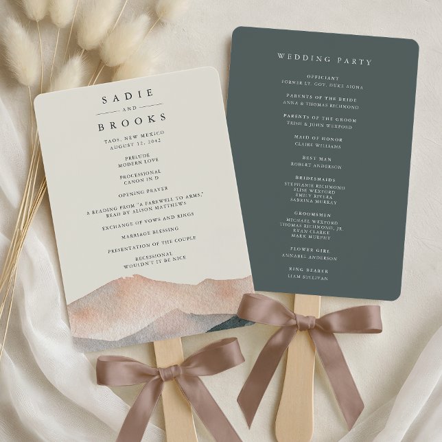 Sierra Dusk | Desert Mountain Wedding Program Hand Fan (Creator Uploaded)