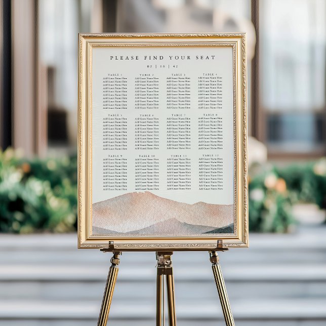 Sierra Dusk Desert Mountain Wedding Seating Chart (Creator Uploaded)