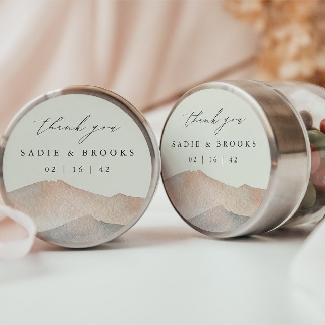 Sierra Dusk | Desert Mountain Wedding Thank You Classic Round Sticker (Creator Uploaded)