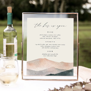 Sierra Dusk   Mountain Wedding Bar Menu Sign