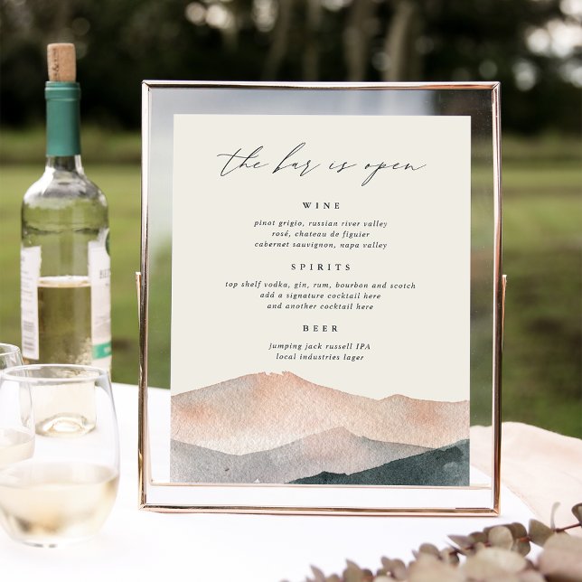 Sierra Dusk | Mountain Wedding Bar Menu Sign (Creator Uploaded)