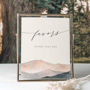 Sierra Dusk Watercolor Mountain Favors Sign
