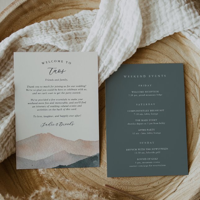 Sierra Dusk Wedding Welcome Letter Itinerary Card (Creator Uploaded)