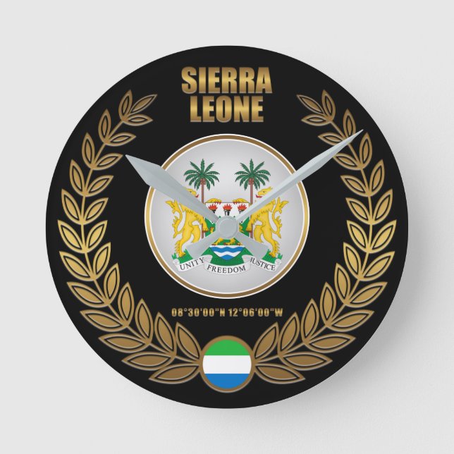 Sierra Leone Coat of Arms Round Clock (Front)