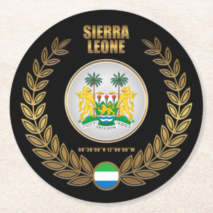 Sierra Leone Coat of Arms Round Paper Coaster