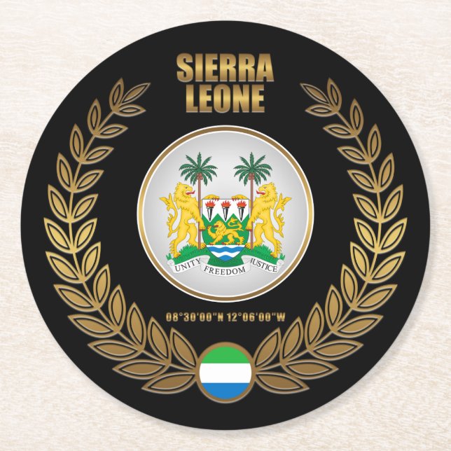 Sierra Leone Coat of Arms Round Paper Coaster (Front)