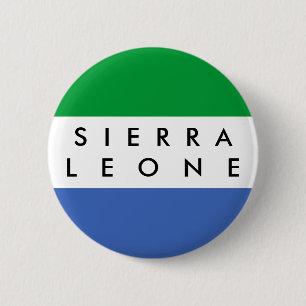 Sierra Leone country flag nation symbol name text 6 Cm Round Badge