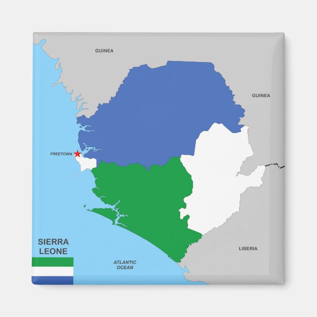 sierra leone country political map flag magnet (Front)