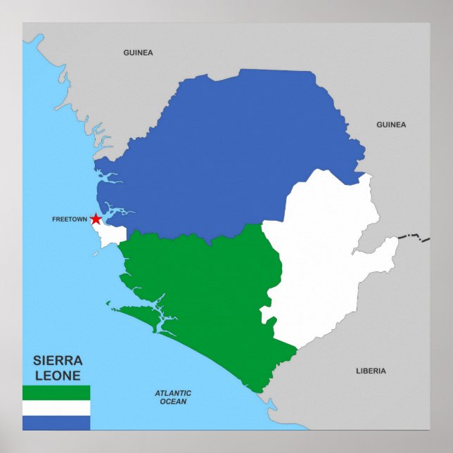 sierra leone country political map flag poster (Front)