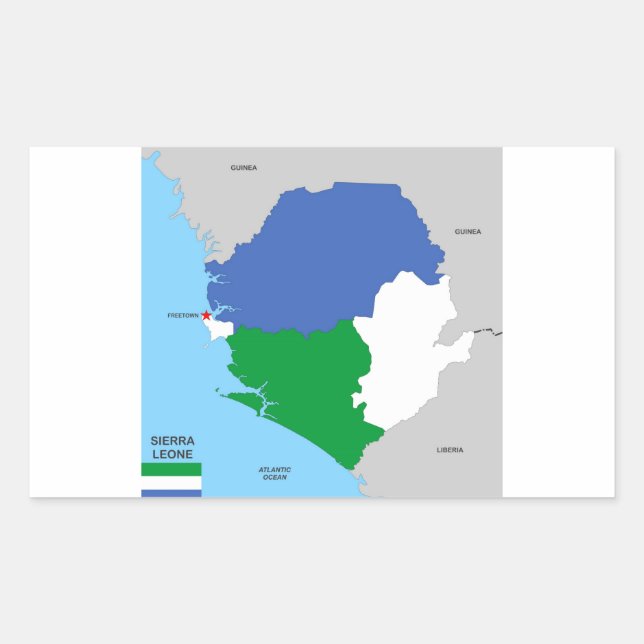 sierra leone country political map flag rectangular sticker (Front)