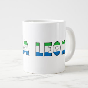 Sierra Leone Flag Colours Typography Pattern Heart Large Coffee Mug
