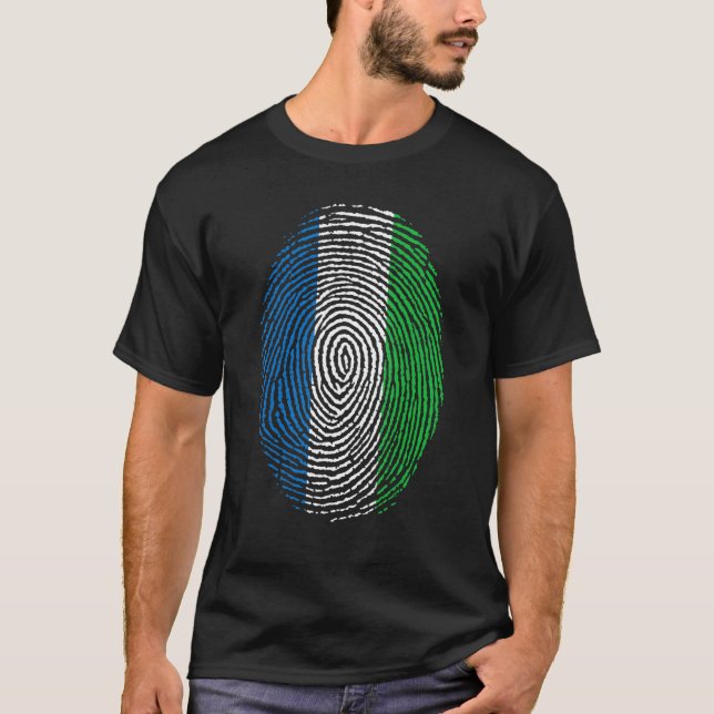 Sierra Leone Flag Dna Fingerprint Men Women Kids 1 T-Shirt (Front)