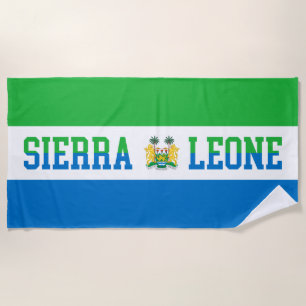 Sierra Leone Flag & Emblem Beach Towel