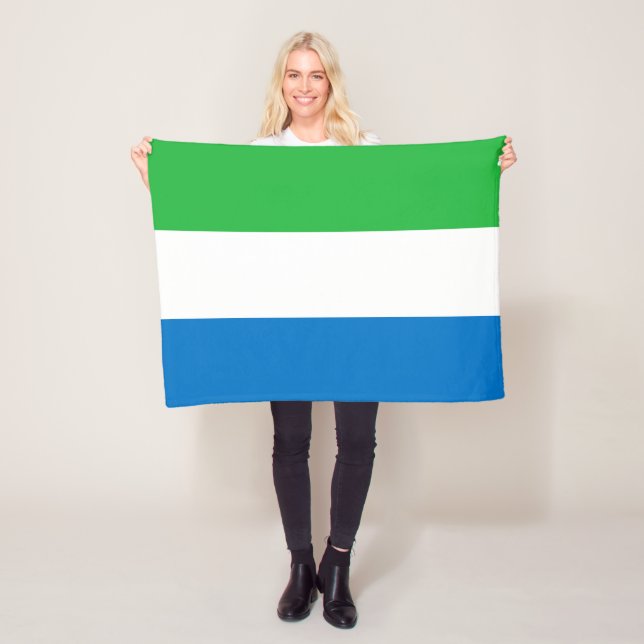 Sierra Leone Flag Fleece Blanket (In Situ)