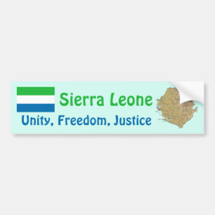 Sierra Leone Flag + Map Bumper Sticker