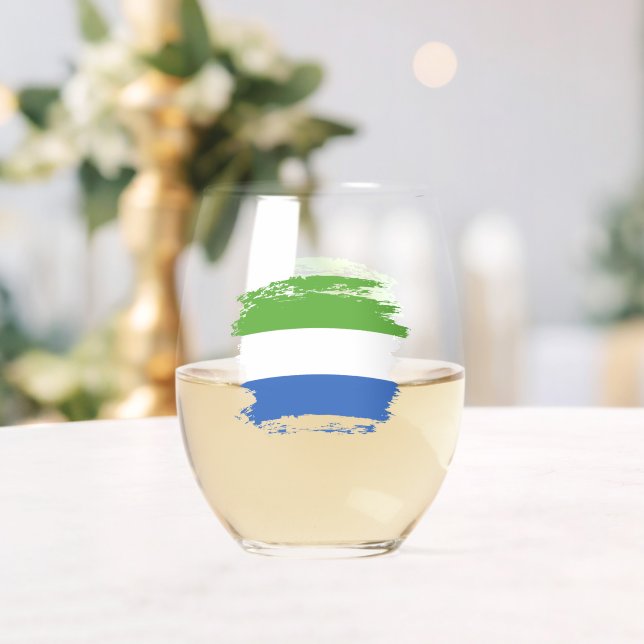 Sierra Leone flag Stemless Wine Glass (Insitu (Wedding))