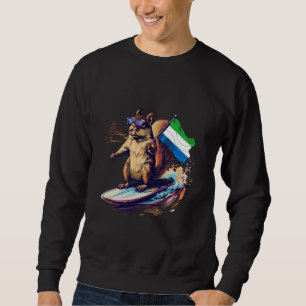Sierra Leone Flag Surfing Squirrel Sierra Leonean  Sweatshirt