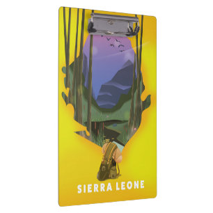 sierra leone illustrated map travel poster clipboard