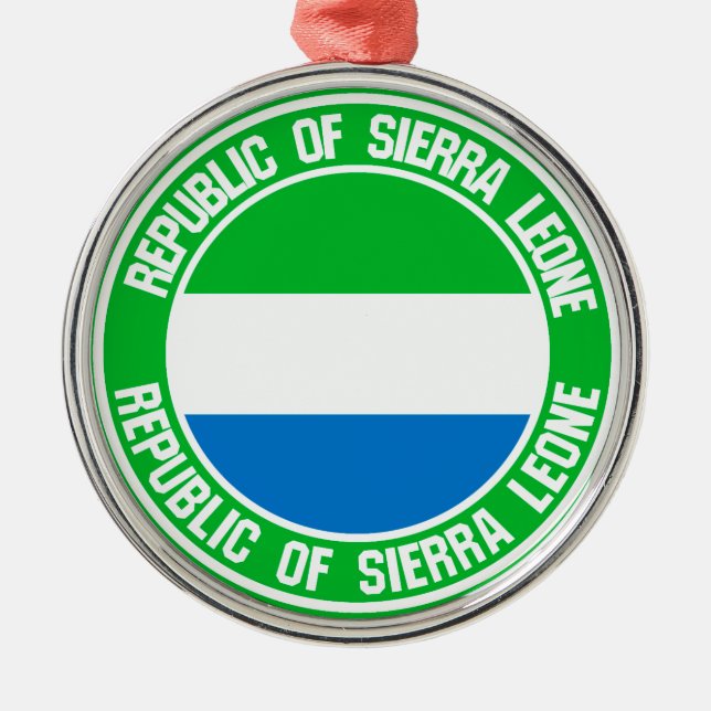Sierra Leone Round Emblem Metal Tree Decoration (Front)
