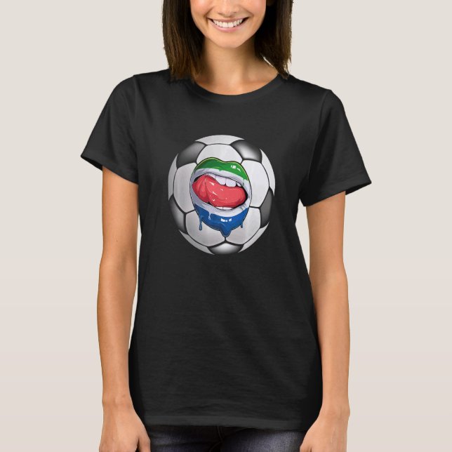 Sierra Leone Soccer Fan Sierra Leonean Flag Mouth  T-Shirt (Front)