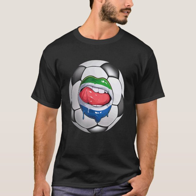 Sierra Leone Soccer Fan Sierra Leonean Flag Mouth T-Shirt (Front)
