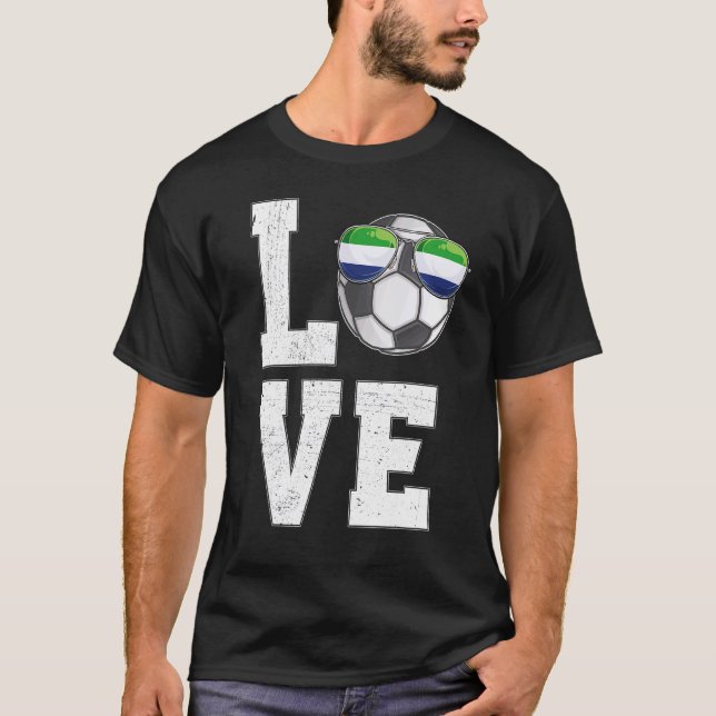Sierra Leone Soccer Love Sierra Leonean Fan Flag T-Shirt (Front)