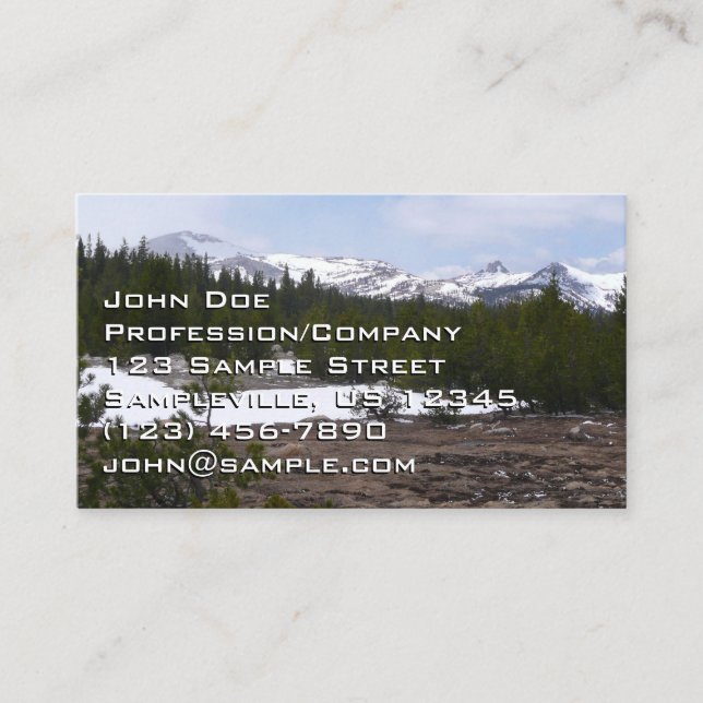 Sierra Nevada Mountains and Snow at Yosemite Business Card (Front)