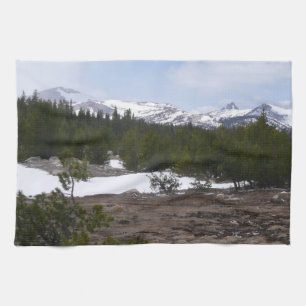 Sierra Nevada Mountains and Snow at Yosemite Tea Towel