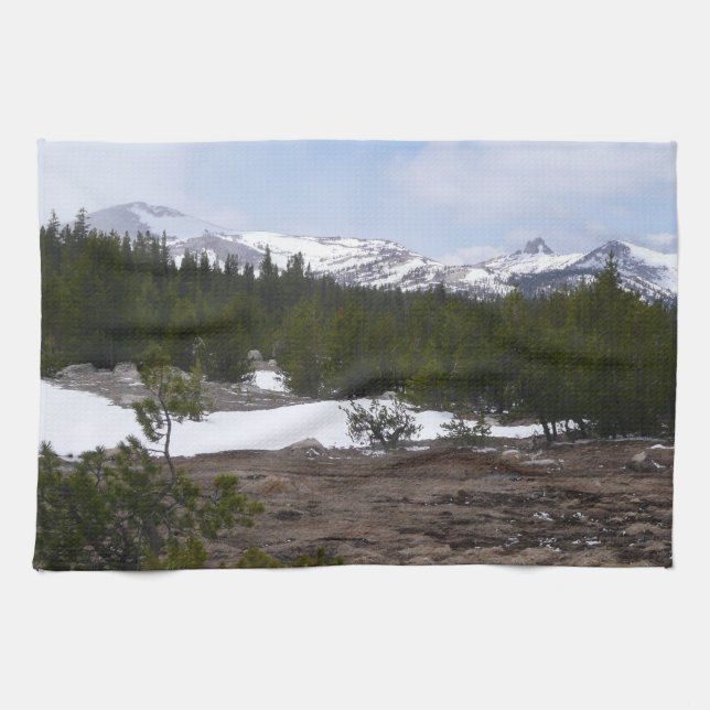 Sierra Nevada Mountains and Snow at Yosemite Tea Towel (Horizontal)