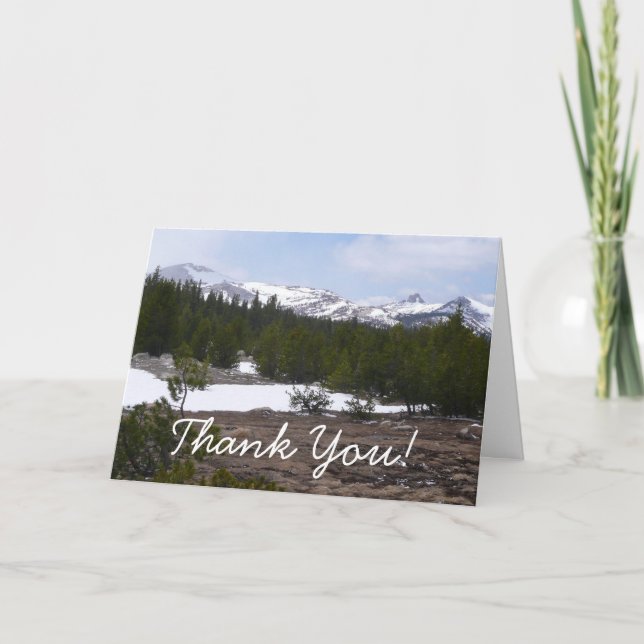 Sierra Nevada Mountains and Snow at Yosemite Thank You Card (Front)
