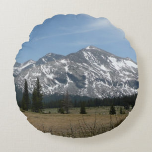 Sierra Nevada Mountains I from Yosemite Round Cushion