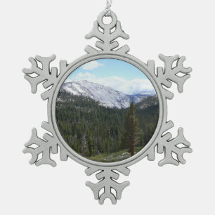 Sierra Nevada Mountains II from Yosemite Snowflake Pewter Christmas Ornament