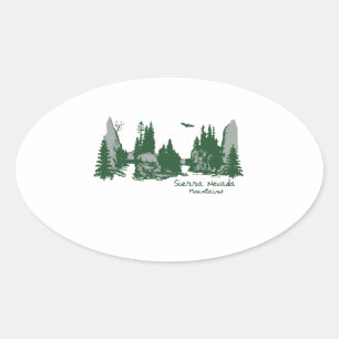 Sierra Nevada Mountains & Trees Oval Sticker
