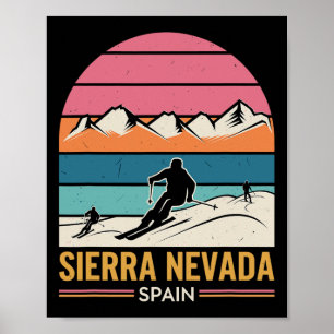 Sierra Nevada Spain, Fun Skiing And Retro Mountain Poster