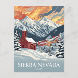 Sierra Nevada Spain Ski Village Sunset Postcard