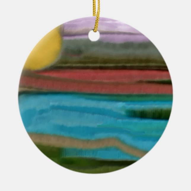 Sierra Sunrise Abstract Art Ceramic Tree Decoration (Front)