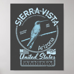 SIERRA VISTA ARIZONA - HUMMINGBIRD ILLUSTRATION POSTER