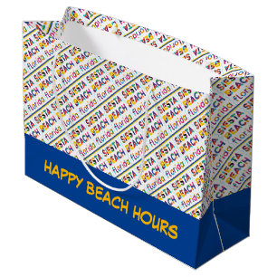 Siesta Beach, Florida. Colourful Text Pattern Large Gift Bag