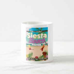 Siesta beach florida vintage travel poster coffee mug