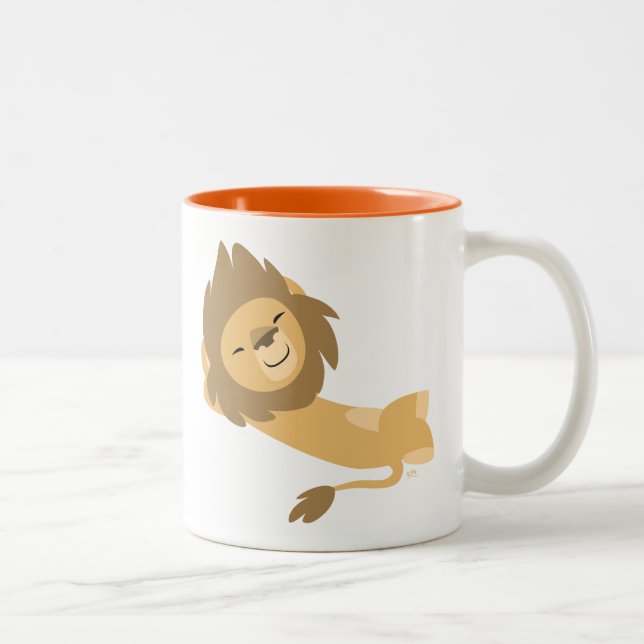 Siesta! Cute Cartoon Lion Two-Tone Coffee Mug (Right)