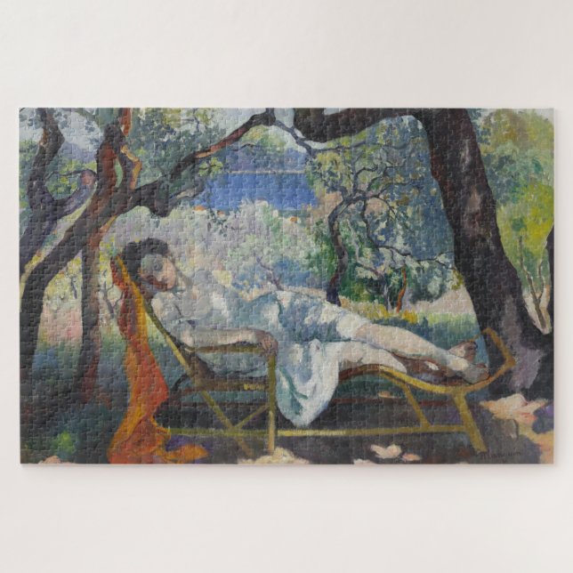 Siesta (Jeanne Relaxing in a Mediterranean Garden) Jigsaw Puzzle (Horizontal)