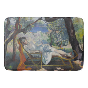 Siesta (Jeanne Sleeping in Mediterranean Garden) Bath Mat