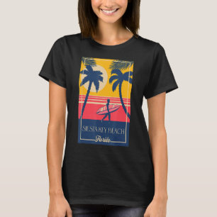 Siesta Key Beach Florida Retro Surfer Beach Design T-Shirt