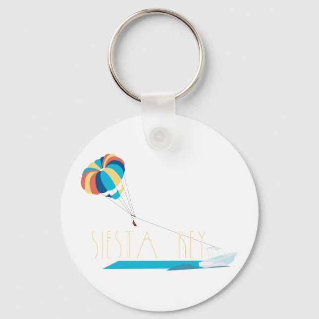 Siesta Key Beach Parasailing Key Ring (Front)