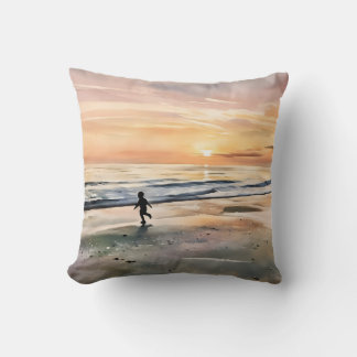 Siesta Key Beach Sunset boy playing in water  Cushion