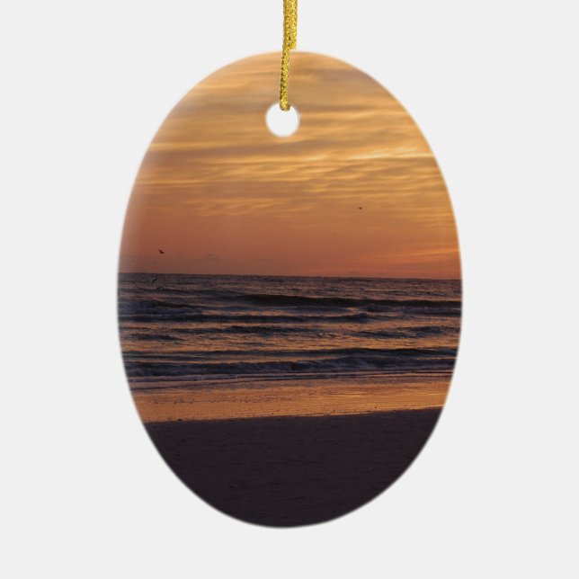 Siesta Key Beach Sunset Ceramic Tree Decoration (Front)